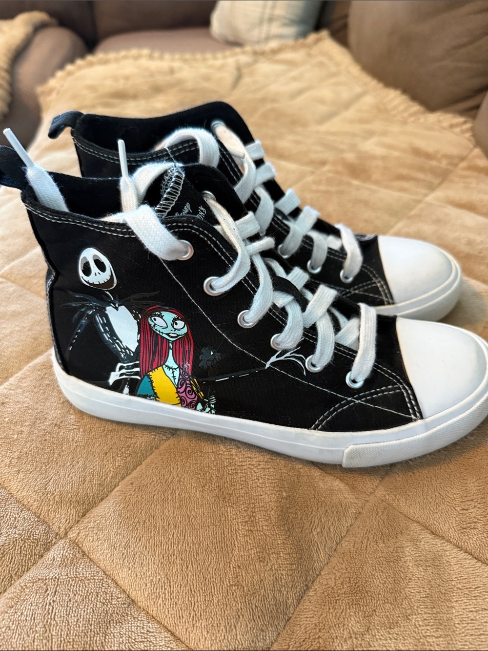 Disney Black and White Jack Skellington & Sally High-Top Sneakers